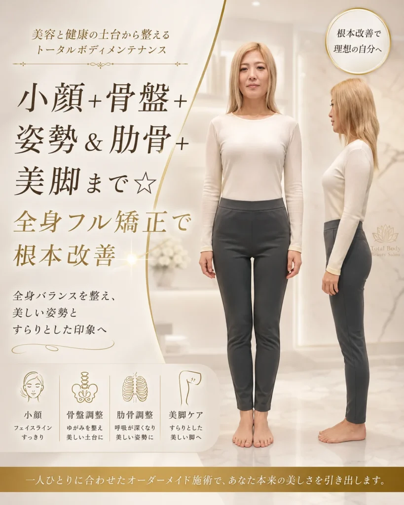 【平日限定】蓄積疲労をリセット！小顔も姿勢も欲張り全身矯正90分